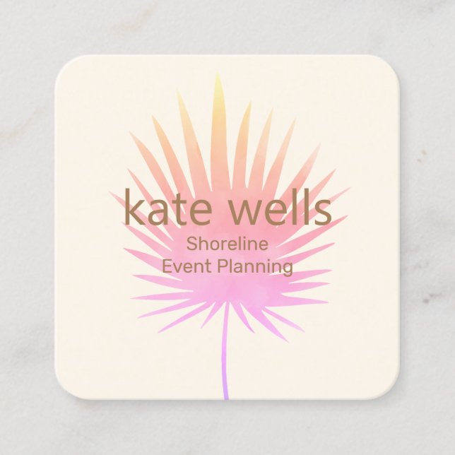 Tarjeta De Visita Cuadrada Planificador de eventos tropicales de la rama de l (Anverso)