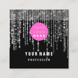 Tarjeta De Visita Cuadrada PLANIFICADOR DE Eventos Único Logo Eyeash Rosa