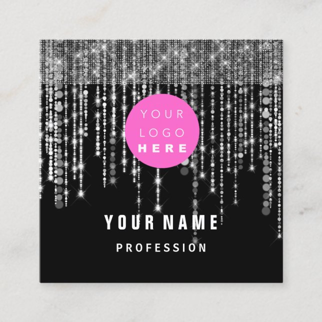 Tarjeta De Visita Cuadrada PLANIFICADOR DE Eventos Único Logo Eyeash Rosa (Anverso)