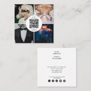 Tarjeta De Visita Cuadrada Plano de boda de evento Foto Código QR Medios soci