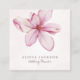 Tarjeta De Visita Cuadrada Plantador de bodas de pétalos de acuarela de color