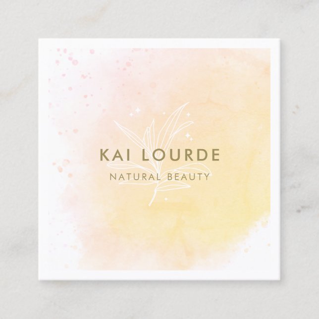 Tarjeta De Visita Cuadrada Plantas acuáticas amarillas artísticas (Anverso)