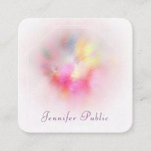 Tarjeta De Visita Cuadrada Plantilla de arte colorida y abstracta de lujo