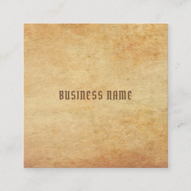 Tarjeta De Visita Cuadrada Plantilla de aspecto de papel antiguo nostálgico y (Anverso)