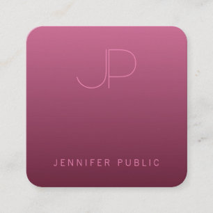 Tarjeta De Visita Cuadrada Plantilla de color burdeos Monograma moderno elega