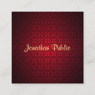 Tarjeta De Visita Cuadrada Plantilla de Damasco Elegante de Script de caligra