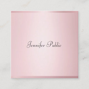 Tarjeta De Visita Cuadrada Plantilla de escritura a mano moderna de Rosa crea