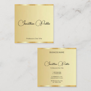 Tarjeta De Visita Cuadrada Plantilla de Faux Gold de guión manuscrito persona