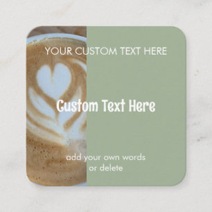 Tarjeta De Visita Cuadrada Plantilla de foto de café verde salvia moderna per