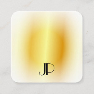 Tarjeta De Visita Cuadrada Plantilla de monograma dorado elegante moderno fal