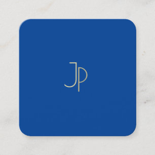 Tarjeta De Visita Cuadrada Plantilla de Monograma Moderno Deep Blue de moda