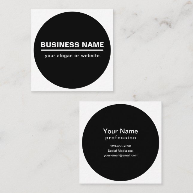 Tarjeta De Visita Cuadrada Plantilla de nombre de negocio moderno en negrita  (Anverso / Reverso)