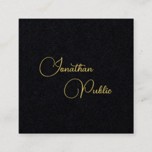 Tarjeta De Visita Cuadrada Plantilla de nombre de script manuscrito - Negro