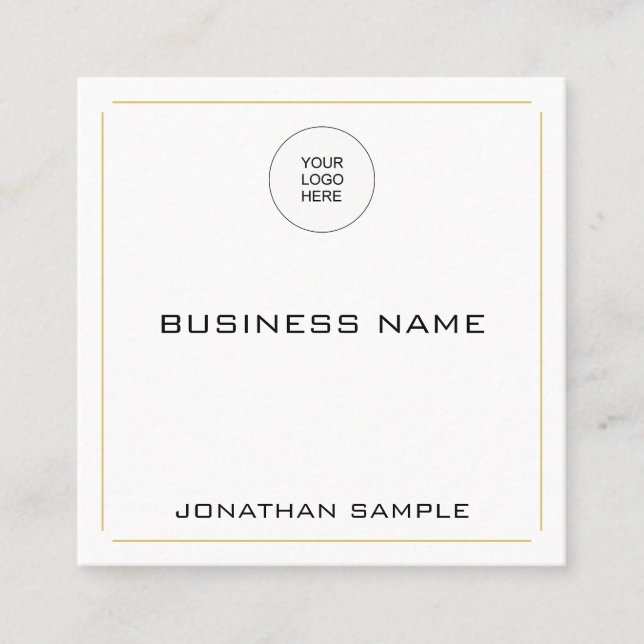 Tarjeta De Visita Cuadrada Plantilla de oro simple y elegante profesional (Anverso)