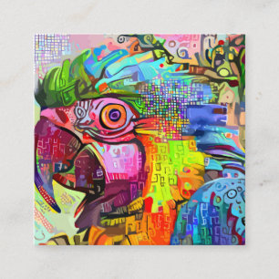 Tarjeta De Visita Cuadrada Plantilla de retrato de loro silvestre tropical ar