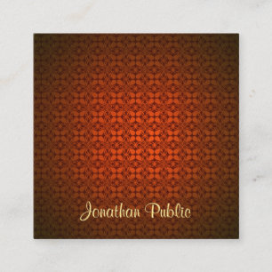 Tarjeta De Visita Cuadrada Plantilla de texto caligrafiada Red Damask Profess