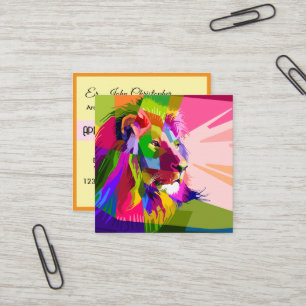 Tarjeta De Visita Cuadrada Plantilla editable de arte pop prismático colorido