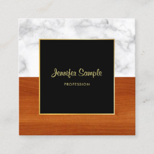 Tarjeta De Visita Cuadrada Plantilla elegante moderna de lujo del oro de