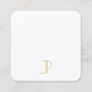 Tarjeta De Visita Cuadrada Plantilla elegante moderna del monograma del oro