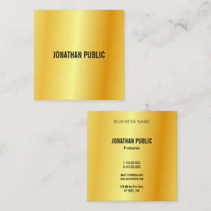 Tarjeta De Visita Cuadrada Plantilla elegante personalizada con aspecto dorad