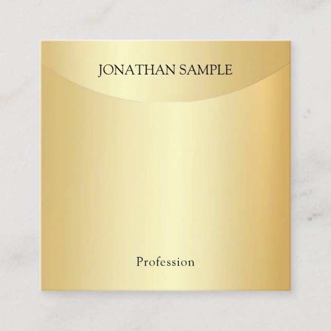 Tarjeta De Visita Cuadrada Plantilla Faux Gold Elegant Profesional Moderno (Anverso)