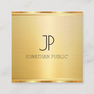 Tarjeta De Visita Cuadrada Plantilla Faux Gold Elegant Profesional Moderno