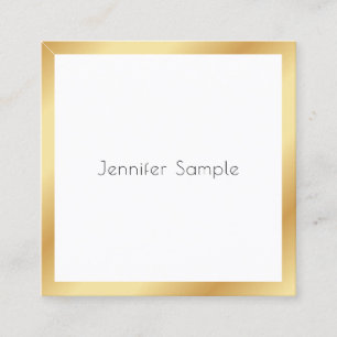 Tarjeta De Visita Cuadrada Plantilla Gold White Modern Profesional Elegante