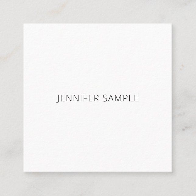 Tarjeta De Visita Cuadrada Plantilla linda moderna elegante del diseño simple (Anverso)