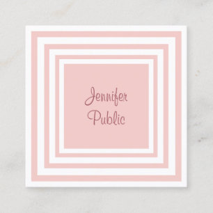 Tarjeta De Visita Cuadrada Plantilla manuscrita moderna Rubor Pink