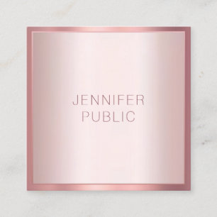 Tarjeta De Visita Cuadrada Plantilla Minimalista elegante Rosa Gold Modern