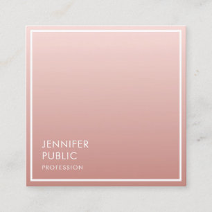Tarjeta De Visita Cuadrada Plantilla minimalista moderna de oro rosa elegante