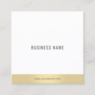 Tarjeta De Visita Cuadrada Plantilla Minimalista profesional moderna Gold Whi