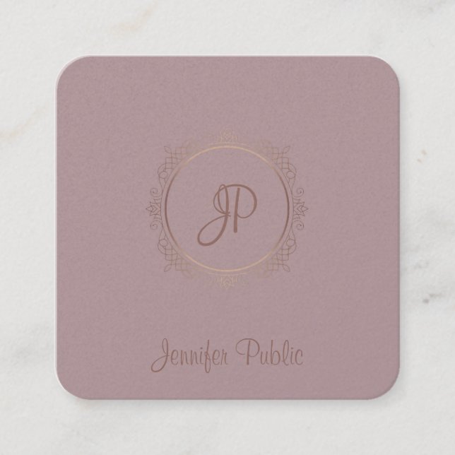 Tarjeta De Visita Cuadrada Plantilla moderna con caligrafía lujosa Script Nam (Anverso)