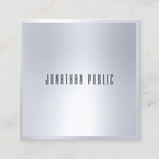 Tarjeta De Visita Cuadrada Plantilla moderna de aspecto plateado profesional  (Anverso)