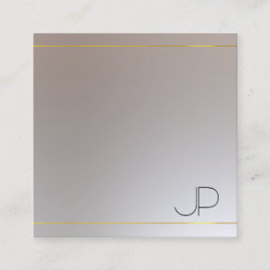 Tarjeta De Visita Cuadrada Plantilla moderna elegante monograma aspecto oro p