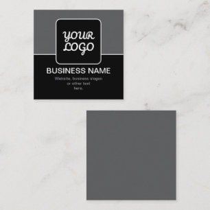 Tarjeta De Visita Cuadrada Plantilla moderna para tu logotipo   Negro Gris y 