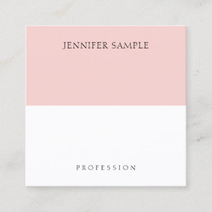 Tarjeta De Visita Cuadrada Plantilla moderna Rubor rosa simple y elegante