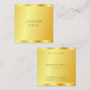Tarjeta De Visita Cuadrada Plantilla Profesional Moderna Elegante con Dorado 