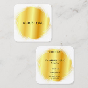 Tarjeta De Visita Cuadrada Plantilla profesional moderna elegante Faux Gold