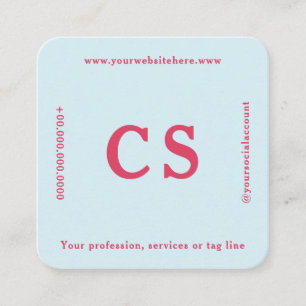 Tarjeta De Visita Cuadrada Plantilla profesional moderna rosa-rojo y azul cla