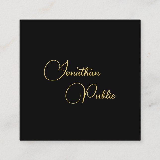 Tarjeta De Visita Cuadrada Plantilla simple de nombre de script de escritura  (Anverso)
