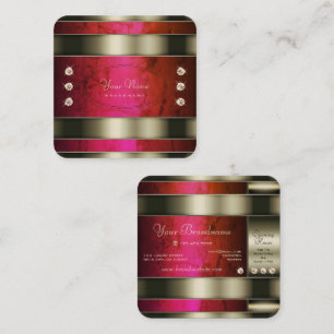 Tarjeta De Visita Cuadrada Plata destacable con mármol degradado rosado