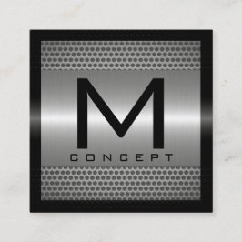 Tarjeta De Visita Cuadrada Plata metalizada moderna elegante del monograma