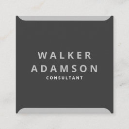 Tarjeta De Visita Cuadrada Plata mínima y negro mate a la moda