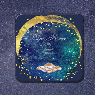 Tarjeta De Visita Cuadrada Platillo volador galaxia artística