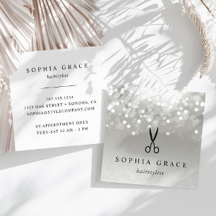 Tarjeta De Visita Cuadrada Platinum Glow Hairstylist