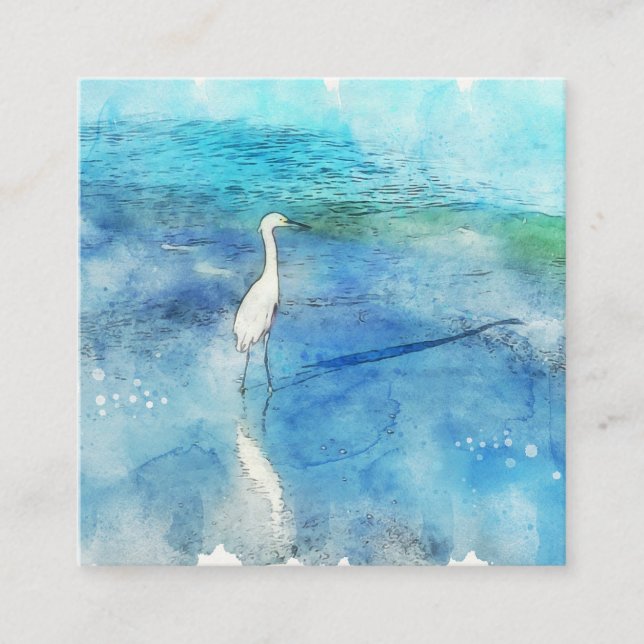 Tarjeta De Visita Cuadrada Playa tropical en Verde azulado Aqua Turquoise Blu (Anverso)