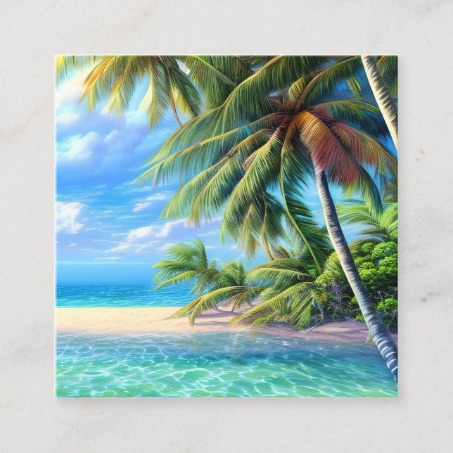 Tarjeta De Visita Cuadrada Playas tropicales de arena blanca y cristal (Anverso)