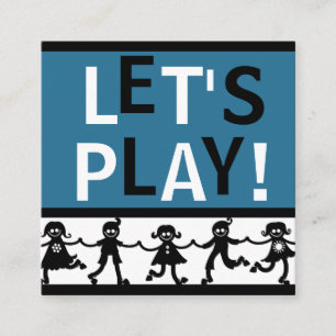Tarjeta De Visita Cuadrada Playdate del niño carda azul, blanco y negro