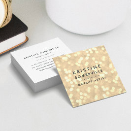 Tarjeta De Visita Cuadrada Plaza Champagne Gold Bokeh